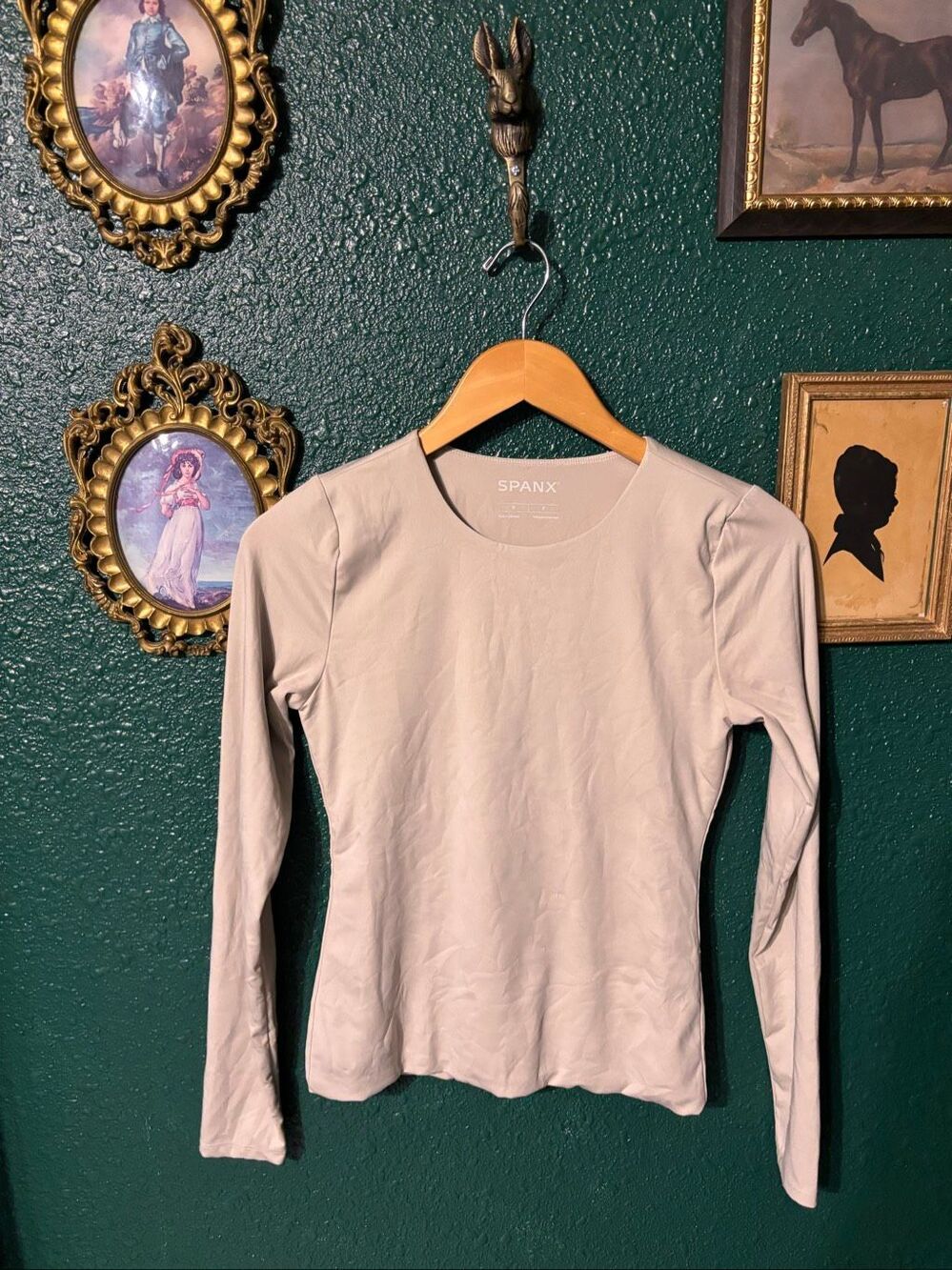 SPANX TAN LINED LONG SLEEVE TOP SZ SMALL